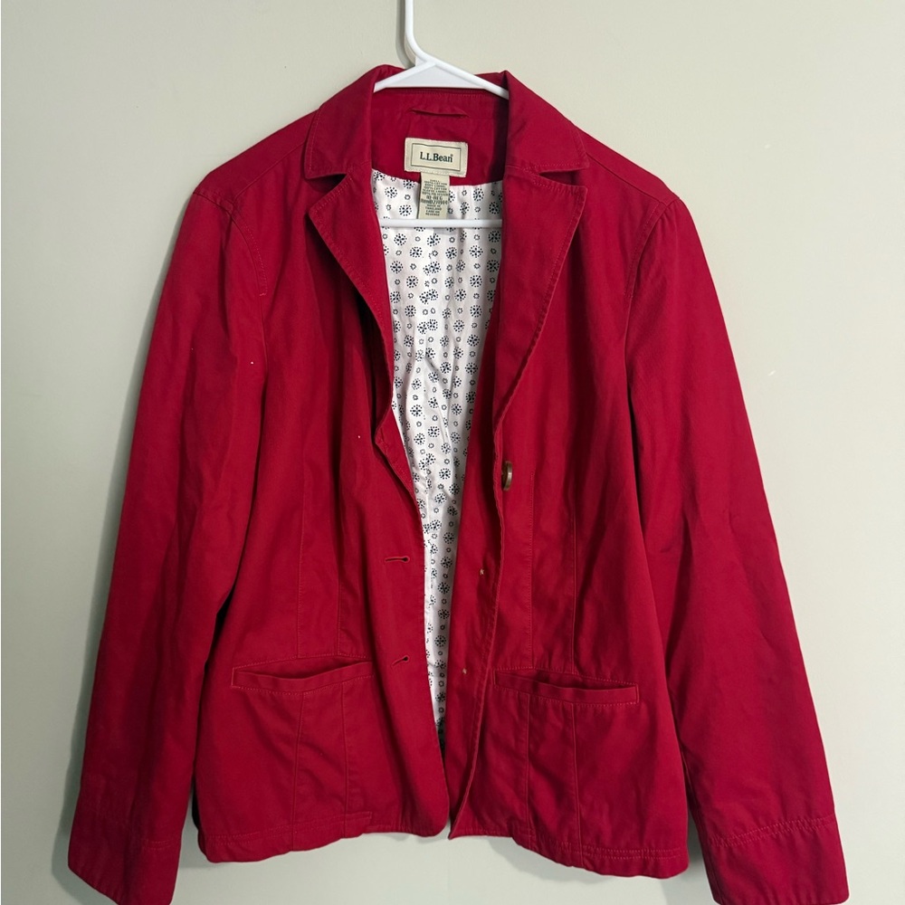 L.L. Bean Red Blazer Classic Lapel Lightweight